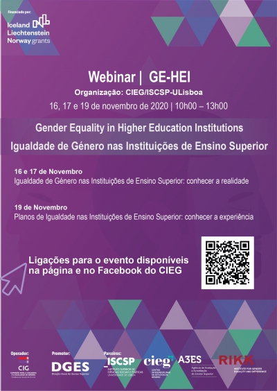 Webinar Igualdade de Género nas Instituições de Ensino Superior